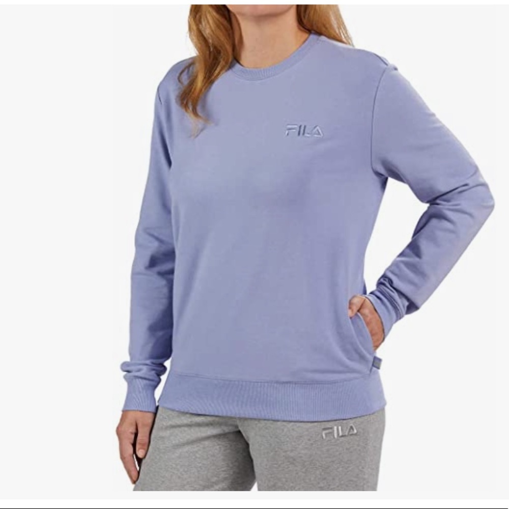 NEW-Women’s FILA Midweight French Terry Crewneck Long Sleeve Sweatshirt (purple)